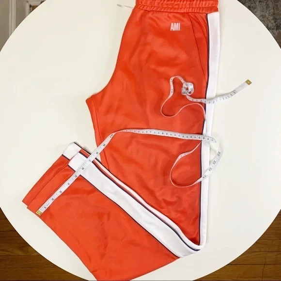 AMI Paris Taped Logo Track Pant Orange Men’s Size Small Straight leg - Picture 5 of 11